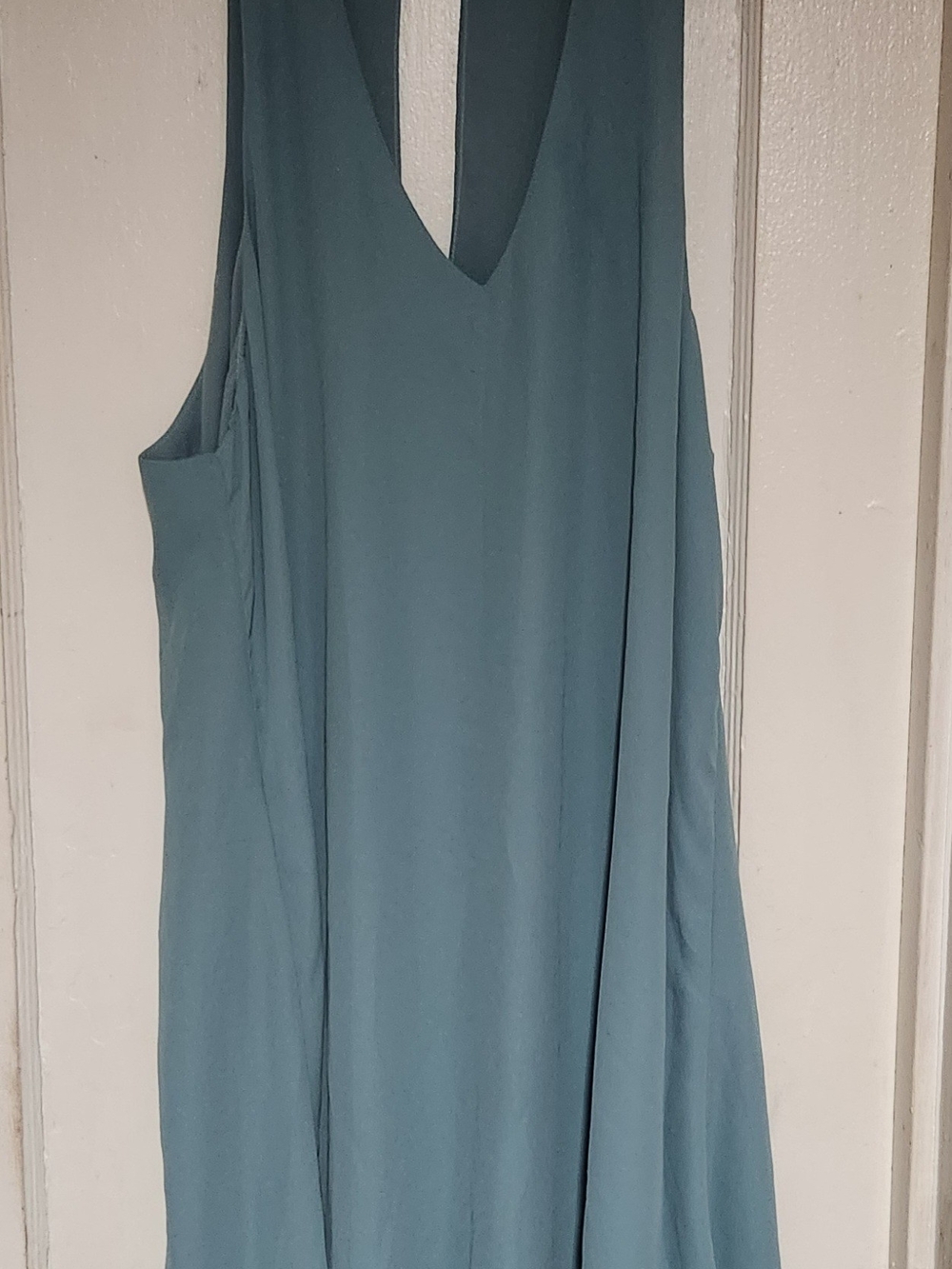 Lulu's Sleeveless V-Neck Maxi Dress in Dusty Teal Blue